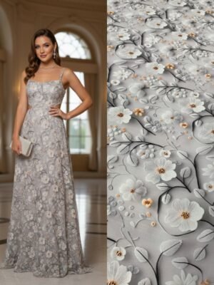 Viscoseda Floral Cinza