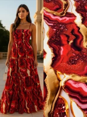 Viscoseda Marmorizado Vermelho