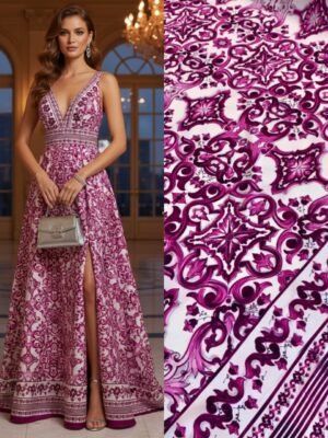 Viscoseda Azulejo Português Fucsia