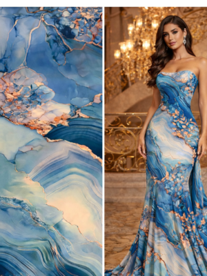 Viscoseda Marmorizado Azul Céu