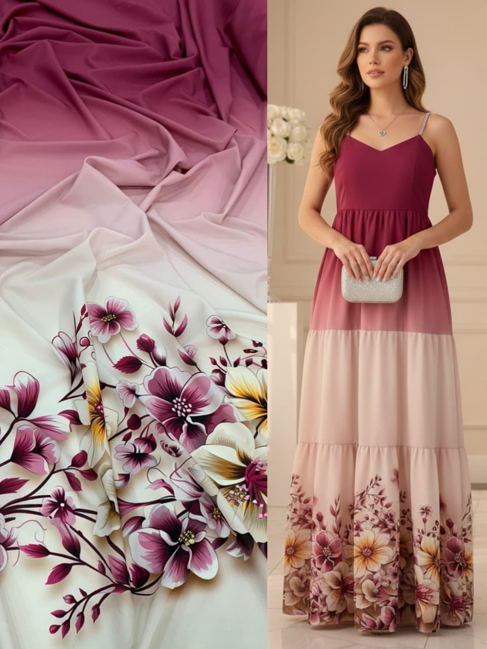 Viscoseda Barrado Fucsia