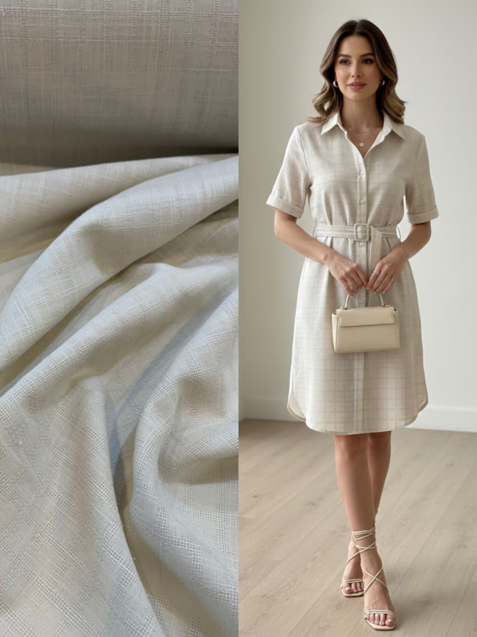 Cambraia Cru Natural Maquinetado - Linho Algodão